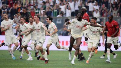 Franck Kessie - Stefano Pioli - Inter Milan - Alessio Romagnoli - Olivier Giroud - Alexis Saelemaekers - AC Milan Win First Serie A Title Since 2011 - sports.ndtv.com - France - Italy -  Milan