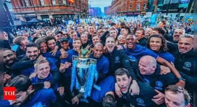 Premier League champions Manchester City paint town blue with open top bus parade