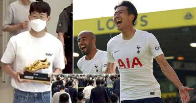 Son is given hero's welcome back in South Korea with Golden Boot