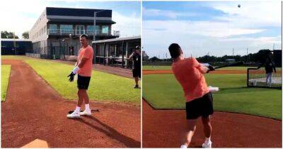 Tom Brady surprises fans with left-handed baseball batting video