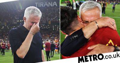 Jose Mourinho - Tammy Abraham - Justin Bijlow - Jose Mourinho in tears after making history with Roma’s Europa Conference League win - metro.co.uk - Manchester - Portugal - Italy -  Tirana