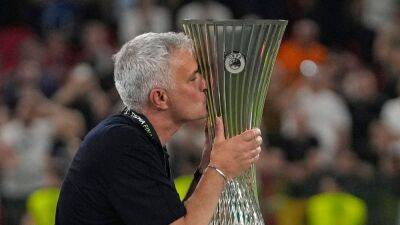 Jose Mourinho - Tammy Abraham - Chris Smalling - Jose Mourinho toasts Roma’s success in first Europa Conference League final - bt.com - Manchester -  Rome -  Tirana