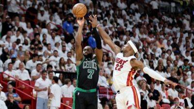 Brown, Tatum combine for 47 points as Celtics top Heat to move 1 win from finals