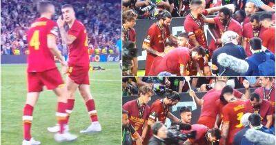Gianluca Mancini looked ready to fight AS Roma teammates after Europa Conference League win