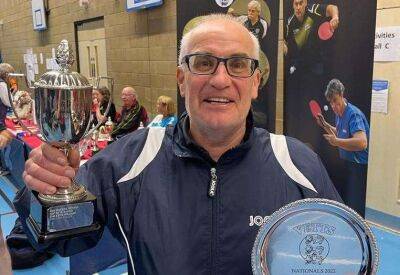 Weald Table Tennis Club founder Diccon Gray wins singles and doubles titles at Veteran English Table Tennis Society National Championships