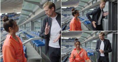 Peter Crouch teaches Camila Cabello the robot ahead of Champions League final