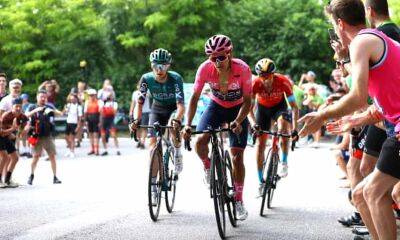 Giro d’Italia: Carapaz holds firm as Bouwman wins after final-corner drama