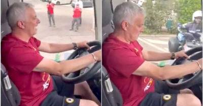 Jose Mourinho got to drive the AS Roma bus before Europa Conference League parade started