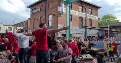 Watch Forest fans celebrate in Nottingham as Reds take lead at Wembley