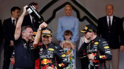 Max Verstappen - Christian Horner - Sergio Perez - Charles Leclerc - Carlos Sainz - Mattia Binotto - Ferrari lodge protest about Red Bull's Monaco winner Perez and Verstappen - channelnewsasia.com - Monaco -  Monaco