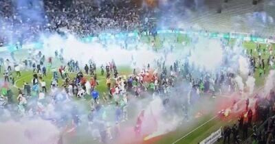 Dimitri Payet - St Etienne stars race up tunnel to escape their OWN firework throwing fans as chaos erupts after relegation - dailyrecord.co.uk - France