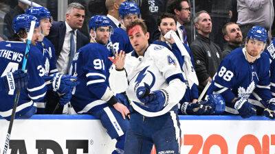 Lightning's Jan Rutta bloodied during fight, Maple Leafs blank Tampa Bay in Game 1