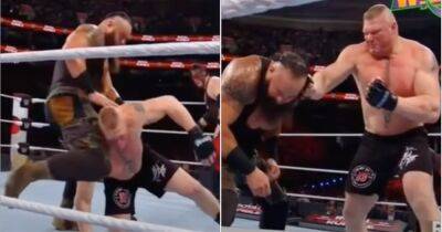 Brock Lesnar punching Braun Strowman for real during WWE match is brutal
