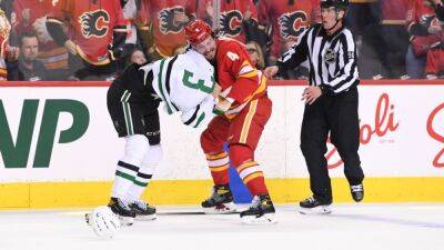 Matthew Tkachuk - Elias Lindholm - Dallas Stars' John Klingberg, Calgary Flames' Rasmus Andersson ejected for secondary fight in spirited start to series - espn.com - county Stanley