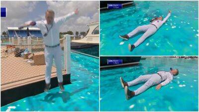 Miami GP: F1 journalist 'swimming' in fake water at harbour - givemesport.com - Usa - county Miami