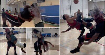 WWE: Basketball training turns into wrestling match in comical viral footage