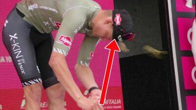 'That's bizarre!' - Shock as Mathieu van der Poel fires Prosecco cork into his face on Giro d'Italia podium