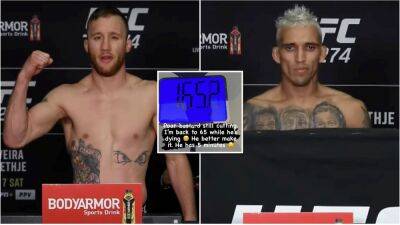 Justin Gaethje - Charles Oliveira - UFC 274: Justin Gaethje put on big amount of weight as Charles Oliveira missed cut - givemesport.com - Brazil - Usa - Beijing