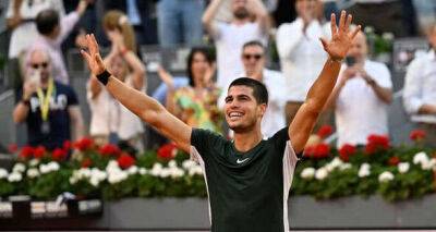 Carlos Alcaraz reacts to back-to-back wins over Novak Djokovic and Rafael Nadal in Madrid