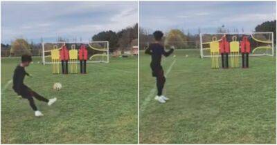 Cristiano Ronaldo Jr shows off his free kick prowess in training with fantastic hit