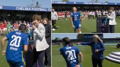 Chelsea's Sam Kerr was so buzzing she forgot WSL medal in funny clip