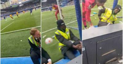 Footage of a Chelsea steward being injured by Kai Havertz’s shot is going viral