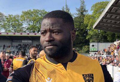 Maidstone United manager Hakan Hayrettin pays tribute to retiring club captain George Elokobi after his goal in champions' 2-1 win over Hampton