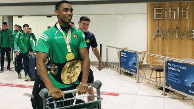 Boxing champion Gabriel Dossen welcomed home