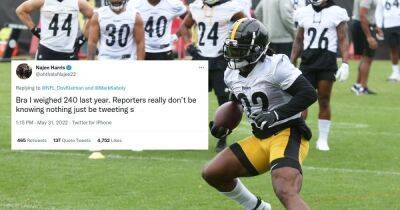 Steelers' Najee Harris fires back at reporter over weight gain claims