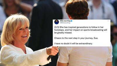 Billie Jean King honours Sue Barker as she steps down from Wimbledon role