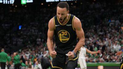 Michael Jordan - Steve Kerr - Charles Barkley - NBA Finals 2022 -- Stars commend Stephen Curry's sensational night and more scenes from Game 4 - espn.com -  Boston - Jordan