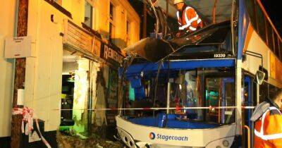 Photos show wreckage after double-decker Stagecoach bus ploughs into gym