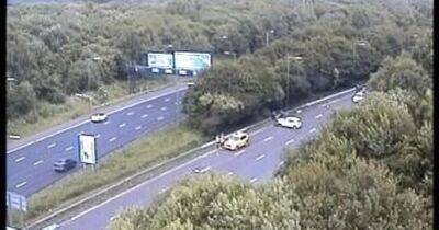 LIVE Traffic STOPPED on motorway following crash with 'overturned car'