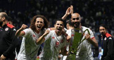 Manchester United's Hannibal Mejbri celebrates winning first international trophy with Tunisia