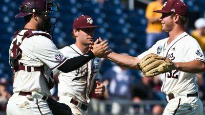 Texas A&M Aggies cruise, 'use that energy from the crowd' to eliminate rival Texas Longhorns at Men's College World Series