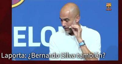 Pep Guardiola gives update on Bernardo Silva's Man City future after cheeky question from Barcelona president
