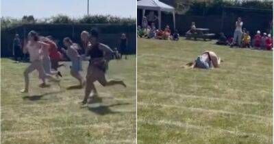 Mum suffers embarrassing mishap during parents’ race at sports day