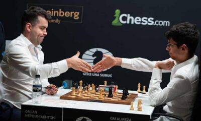 Magnus Carlsen - Ian Nepomniachtchi - Chess: Nepomniachtchi and Caruana lead in Madrid with Carlsen in sight - theguardian.com - Russia - France - Usa - Norway - China - Hungary - Poland - Madrid - Azerbaijan