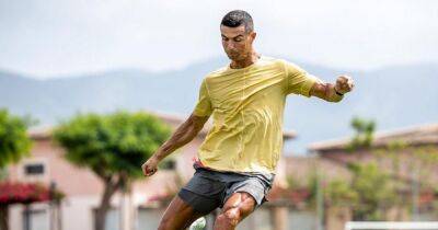 Cristiano Ronaldo training at Real Mallorca as he prepares for Manchester United pre-season