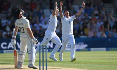 Jonny Bairstow - Tom Latham - Tom Blundell - Jamie Overton - Matt Potts shines as flurry of wickets gives England edge against New Zealand - theguardian.com - New Zealand - county Kane