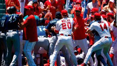 Julio Rodríguez - Phil Nevin - Mass brawl and eight ejections overshadow Los Angeles Angels win over the Seattle Mariners - edition.cnn.com - New York - Los Angeles -  Los Angeles -  Seattle -  Houston