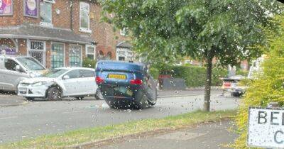 Car flips onto roof after crash in Manchester - manchestereveningnews.co.uk - Manchester
