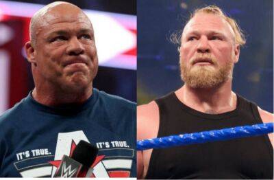 Brock Lesnar - Kurt Angle - Shawn Michaels - Brock Lesnar: Kurt Angle makes strong admission regarding top WWE star - givemesport.com