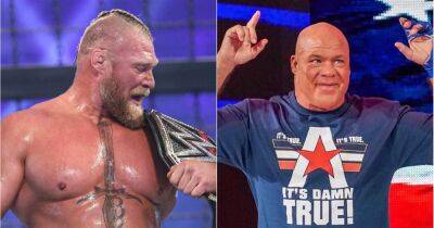 Brock Lesnar - Kurt Angle - Roman Reigns - Brock Lesnar: WWE legend denies rumours he beat up 'The Beast' in backstage fight - givemesport.com