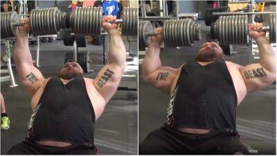 Eddie Hall - Eddie Hall lifting 100kg in each arm is absolutely mental to watch - givemesport.com