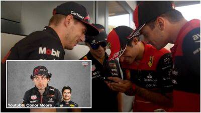F1 drivers Verstappen, Leclerc, Sainz & Perez reacting to impressionist