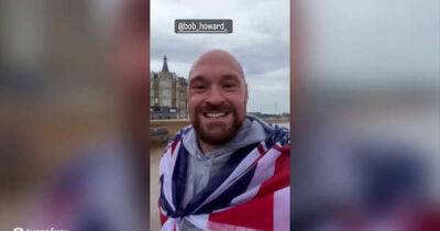 Tyson Fury goes running in Union Jack flag after sending Jubilee message to fans