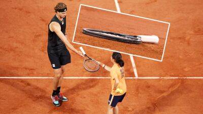 French Open: 'Oh, wow!' - Crucial moment racquet slips out of Alexander Zverev's hand against Rafael Nadal