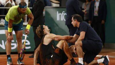 Rafael Nadal - Alexander Zverev - Philippe Chatrier - Zverev retires injured from French Open semi-final against Nadal - channelnewsasia.com - France - Germany