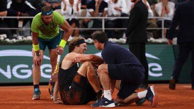 Rafael Nadal reaches French Open final after Alexander Zverev retires with ankle injury
